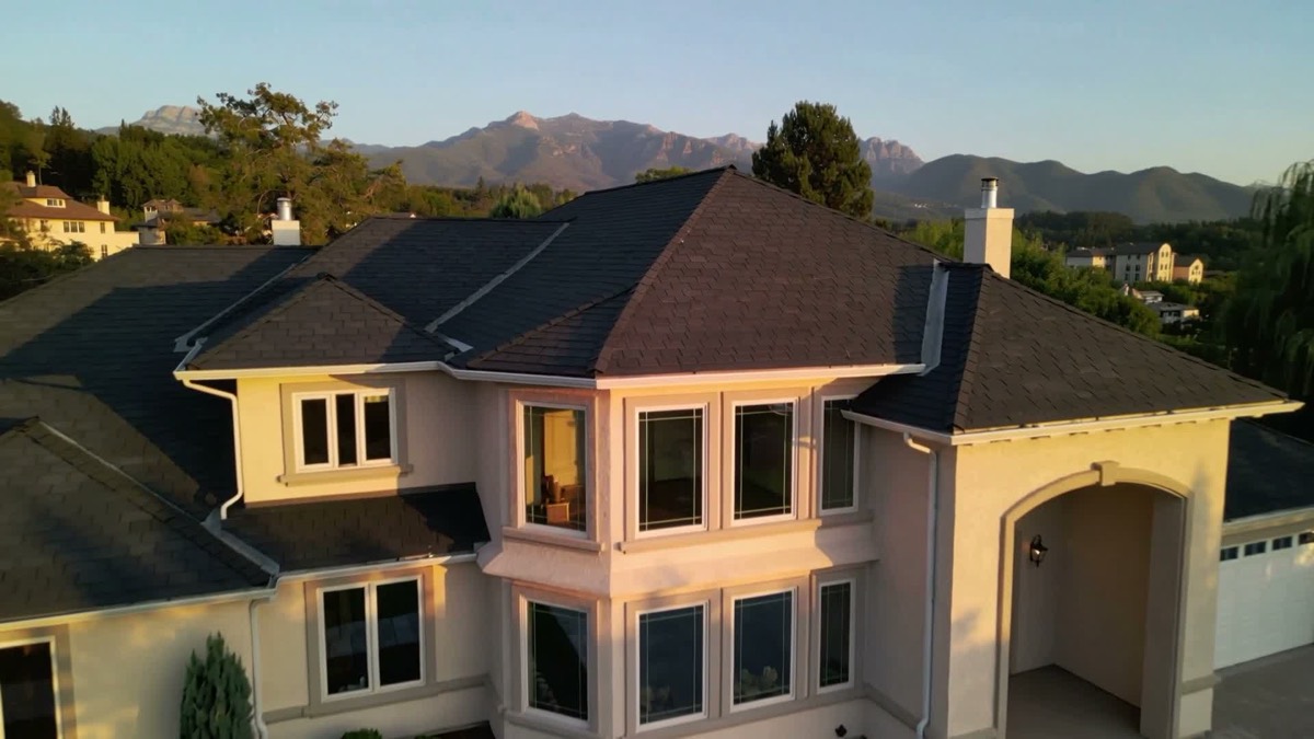 Suburban house with an asphalt shingle roof
